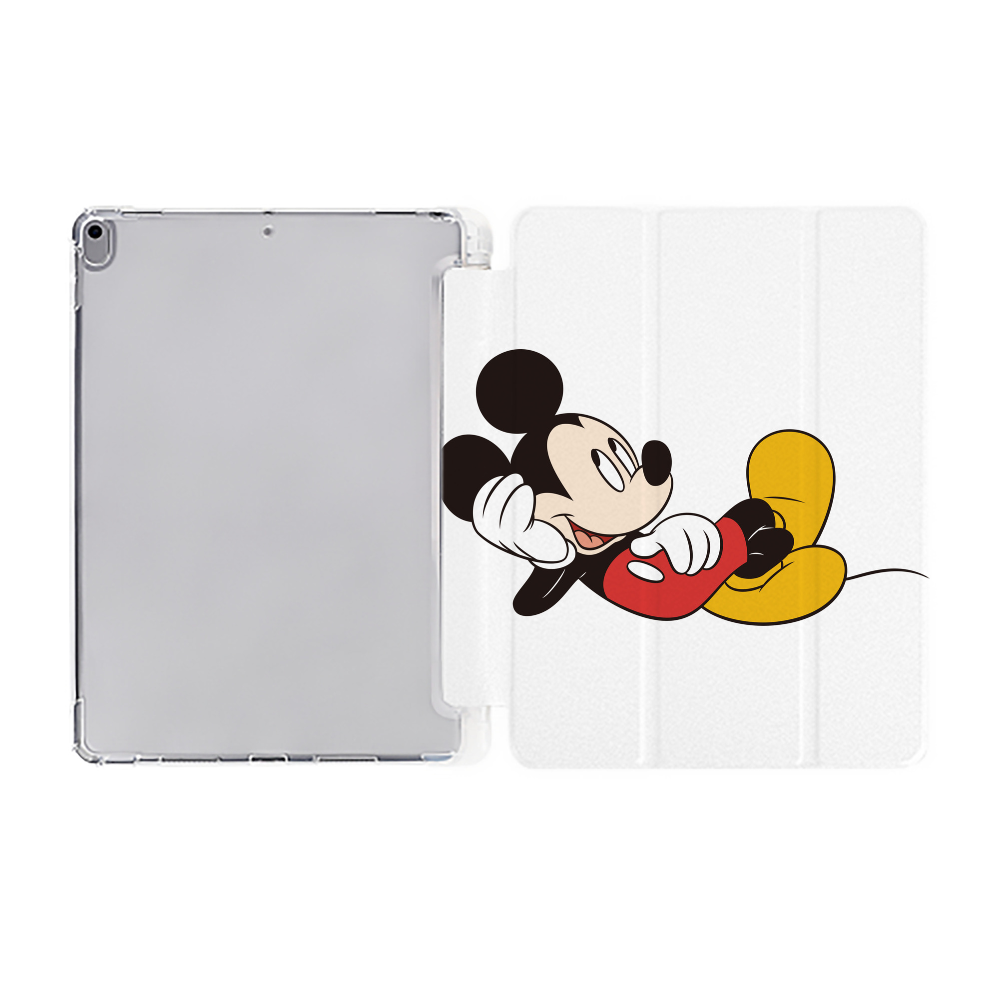 （画像用） ミッキーマウス Mickey Mouse IPad ケース ペン収納付き 三つ折りスタンド PUレザー×シリコン 対応機種9.5/10.5/10.9インチ